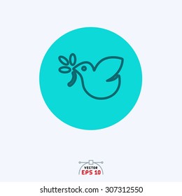 Flat blue icon of bird.