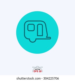 Flat blue icon of car cabin. 