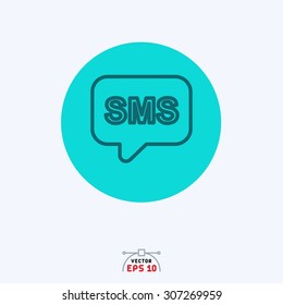 Flat blue icon of chat.