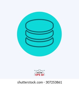 Flat blue icon of coins.