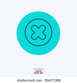 flat blue icon of cross.