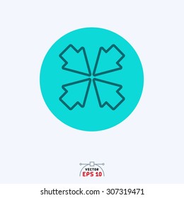 Flat blue icon of different directional signs.