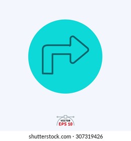 Flat blue icon of directional right arrow.