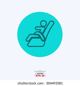 Flat blue icon of exercise chair.