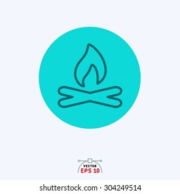 Flat blue icon of fire.