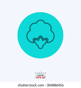 Flat blue icon of flower.
