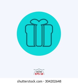 Flat blue icon of gift.