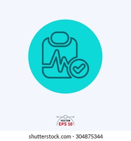 Flat blue icon of health precautions.