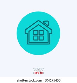 Flat blue icon of home
