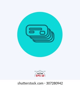 Flat blue icon of identity cards.
