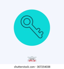 Flat blue icon of key