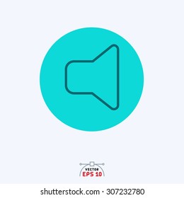 flat blue icon of low volume.