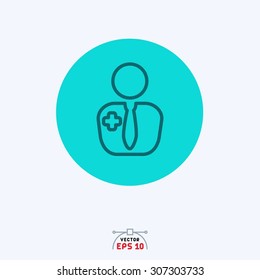 Flat blue icon of medical user.