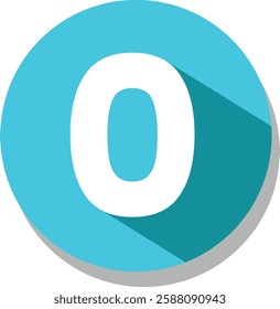 Flat Blue Icon Number , 0