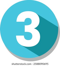 Flat Blue Icon Number , 3
