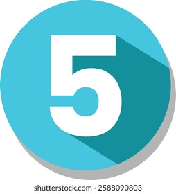 Flat Blue Icon Number , 5