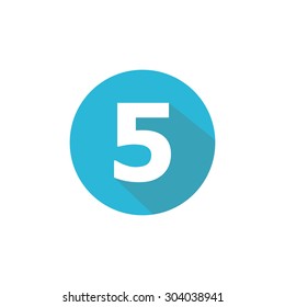 Flat Blue Icon Number , 5