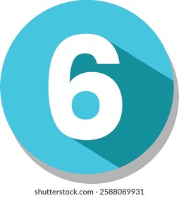 Flat Blue Icon Number , 6