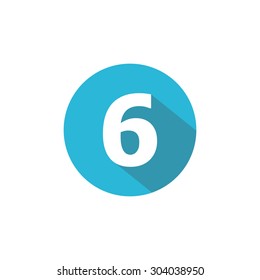 Flat Blue Icon Number , 6