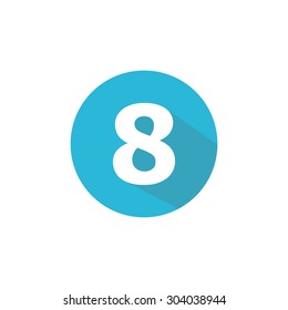 Flat Blue Icon Number , 8