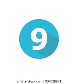 Flat Blue Icon Number , 9