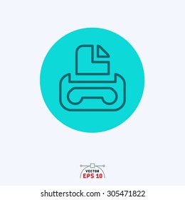 Flat blue icon of phone.