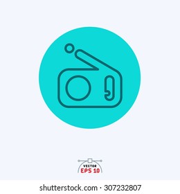 flat blue icon of radio.