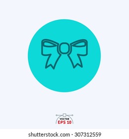 Flat blue icon of ribbon.