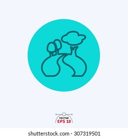Flat blue icon of scenery .