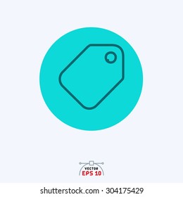 Flat blue icon of sell tag.
