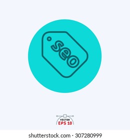 Flat blue icon of sell tag.