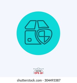 Flat blue icon of shop security. 