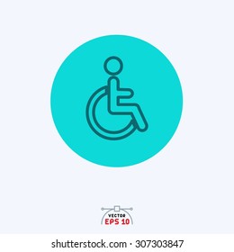 Flat blue icon of sitting sign.