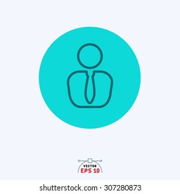 Flat blue icon of user.