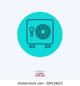 Flat blue icon of washing machine. 