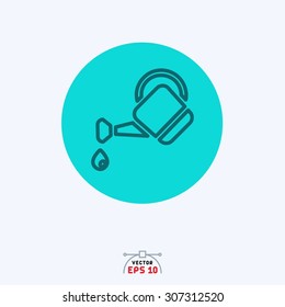 Flat blue icon of water pot.