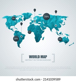 flat blue infographic world map collection vector