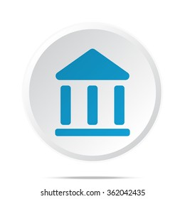 Flat blue Institution icon on circle web button on white