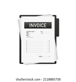 Flat blue invoice illustration. Vector flat illustration. Payment check isometric 3d. Online tax payment