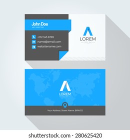 Flat Blue A Letter Logo Business card template