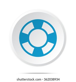 Flat blue Life Buoy icon on circle web button on white