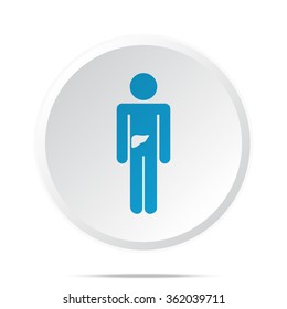 Flat blue Liver icon on circle web button on white