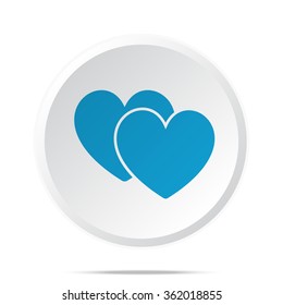 Flat blue Love Sign icon on circle web button on white