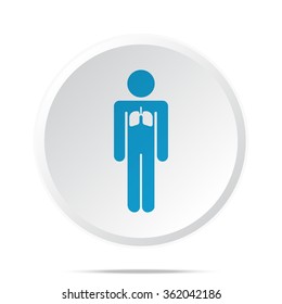 Flat blue Lungs icon on circle web button on white