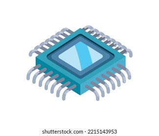 flat blue microchip over white