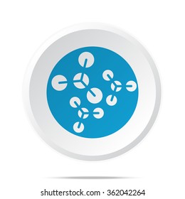 Flat blue Molecules icon on circle web button on white