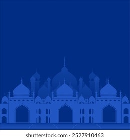 flat blue mosque silhoutte free vector backgound