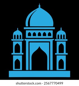 flat blue mosque vector illustration