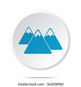 Flat blue Mountain icon on circle web button on white