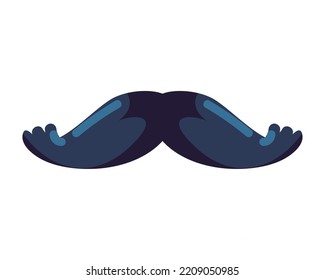 flat blue moustache over white